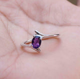 0.8ct Engagement Ring Oval Cut Purple Amethyst Solitaire 14k White Gold Finish