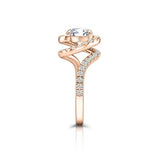 Swirl Twist Solitaire Engagement Ring 2ct Round Cut Diamond 14k Rose Gold Finish