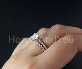 2.1ct Round Cut Moissanite Half Eternity Band Bridal Set 14k White Gold Plated