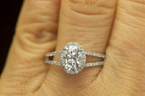 3.6Ct Oval Cut Diamond Halo Split Shank Engagement Ring 14K White Gold Finish