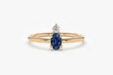 0.4ct Engagement Ring Oval Cut Sapphire Two Stone Minimalist 14k Rose Gold Over