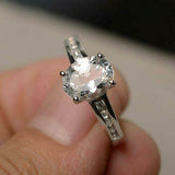 2ct Oval Cut Diamond Engagement Ring 14k White Gold Finish Accents Solitaire