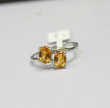 2ct Engagement Ring Oval Cut Citrine Two Stone Solitaire 14k White Gold Finish