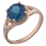 2.3ct Engagement Ring Round London Blue Topaz Split Shank 14k Rose Gold Finish