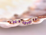 1ct Round Cut Purple Amethyst Half Eternity Wedding Band Ring 18k Rose Gold Over
