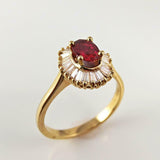 2.3ct Oval Pink Ruby Halo Ballerina Cocktail Engagement Ring 14k YellowGold Over