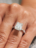 2.3ct Emerald Simulated Diamond Single Prong Accents Ring 14k White Gold Plated