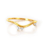 0.15ct Round Cut Moissanite Minimalist Women Wedding Band 14k Yellow Gold Plated