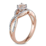 2ct Round Peach Morganite Diamond Infinity Engagement Ring 14K Rose Gold Over