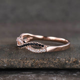 1ct White & Black Round Cut Diamond Infinity Anniversary Band 14k Rose Gold Over