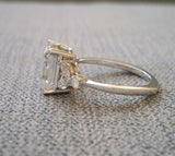 2ct Emerald Cut Diamond Engagement Ring Leaf Marquise Accent 14k White Gold Over