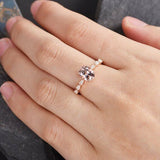 1ct Oval Cut Champagne Morganite Pear Accent Engagement Ring 14k RoseGold Finish