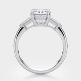 2.2ct Emerald Simulated Diamond Three Stone Engagement Ring 14k WhiteGold Plated
