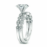 2.5ct Round Diamond Vintage Bridal Set Milgrain Ring Band 14K White Gold Over