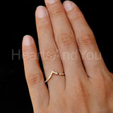 0.04ct Round Cut Moissanite Wishbone Stackable Dainty Band 14K YellowGold Plated