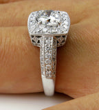 5Ct Round Cut VVS1/D Diamond Halo Vintage Engagement Ring 14K White Gold Finish