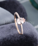1ct Pear Cut Simulated Morganite Minimalist Engagement Ring 14k Rose Gold Plated