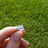 0.4ct Emerald Simulated Diamond Solitaire Engagement Ring 14k White Gold Plated