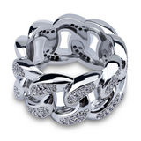 2Ct Round Cut Diamond Cuban Link Design Eternity Ring Band 14K White Gold Finish