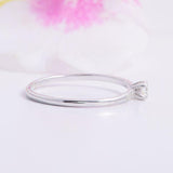 0.6ct Round Cut Diamond Engagement Ring Minimalist Promise 14k White Gold Finish