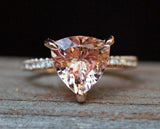 1ct Trillion Cut Peach Morganite Solitaire with Accent Ring 14k Yellow Gold Over