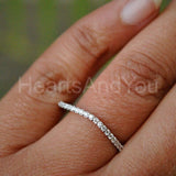 0.5ct Round Cut Moissanite Minimal Curved Stackable Band 14K White Gold Plated