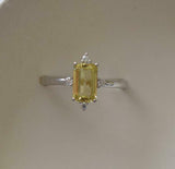 1.35ct Emerald Cut Yellow Sapphire Engagement Ring Solitaire 14k White Gold Over