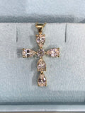 2ct Pear Cut Simulated Pink Sapphire Holy Cross Pendant 14k Gold Plated NO CHAIN