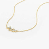 1ct Round Cut Moissanite Cluster Pendant with Chain 14k Yellow Gold Plated