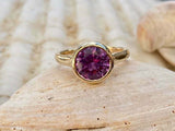 2ct Engagement Ring Round Cut Amethyst Bezel Set Solitaire 14k Yellow Gold Over