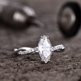 2.3ct Marquise Simulated Diamond Infinity Engagement Ring 14K White Gold Plated