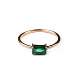 0.5ct Baguette Cut Green Emerald Minimalist Solitaire Ring 14k Rose Gold Finish