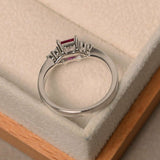 0.4ct Cushion Cut Pink Sapphire Solitaire Engagement Ring 14k White Gold Finish