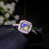 Halo Solitaire Accents Engagement Ring 2ct Round Cut Diamond 18k White Gold Over