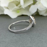 2ct Pear Cut Peach Morganite Halo Solitaire Engagement Ring 14k WhiteGold Finish