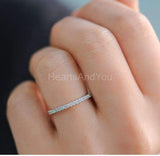 0.3ct Round Cut Moissanite Anniversary Women Wedding Band 14k White Gold Plated