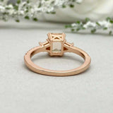 2.4ct Radiant Cut Peach Morganite Solitaire With Accent Ring 14k RoseGold Finish