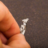 Floral Leaf Vine Engagement Ring 0.15ct Round Cut Diamond 14k White Gold Finish