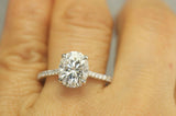 3Ct Oval Cut Diamond Hidden Halo Engagement Solitaire Ring 14K White Gold Finish