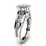2ct Round Cut VVS1 Diamond Engagement Ring 14k White Gold Finish Filigree Hollow
