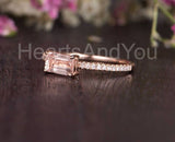 1ct Baguette Cut Simulated Morganite Solitaire Accents Ring 14k Rose Gold Plated