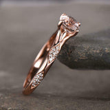 1.5ct Oval Cut Peach Morganite Solitaire Round Accent Ring 14k Rose Gold Finish