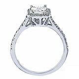 1.5ct Radiant Cut Diamond Engagement Ring Round Accent Halo 14k WhiteGold Finish
