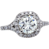 3Ct Round Cut Diamond Split Shank Halo Solitaire Ring 14K White Gold Finish