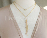 1ct Round Cut Moissanite Paperclip Pendant with Chain 14k Yellow Gold Plated
