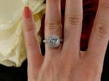 3.3ct Round Cut Diamond Unique Halo High Engagement Ring 14k White Gold Finish