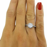 1.5ct Round Cut Diamond Engagement Ring Halo Solitaire 14k White Gold Finish