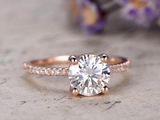 1.3ct Round Cut Diamond Engagement Ring 14k Rose Gold Finish 4 Prong Set Wedding