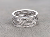0.5ct Round Cut Diamond Vintage Filigree Wedding Band Ring 14k White Gold Finish