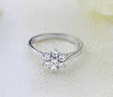 0.3ct Round Cut Moissanite Floral Women Engagement Ring 14k White Gold Plated